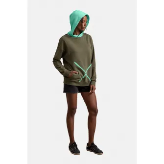 KAFT, Hanorac unisex cu model colorblock, Albastru aquamarin, Verde militar, 2XL