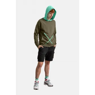 KAFT, Hanorac unisex cu model colorblock, Albastru aquamarin, Verde militar, 2XL