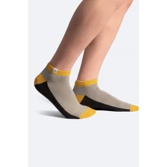 KAFT, Set de sosete unisex pana la glezna - 2 perechi, Gri, Galben, 36-40