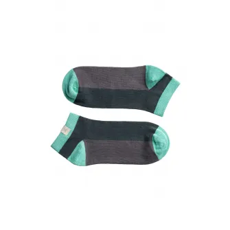 KAFT, Set de sosete unisex pana la glezna - 2 perechi, Gri, Turcoaz, S