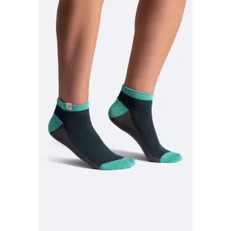 KAFT, Set de sosete unisex pana la glezna - 2 perechi, Gri, Turcoaz, S