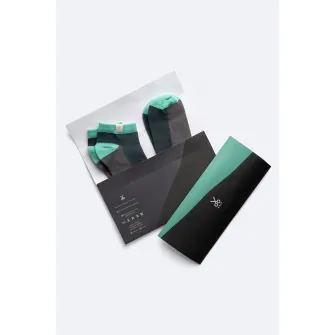 KAFT, Set de sosete unisex pana la glezna - 2 perechi, Gri, Turcoaz, S