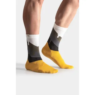 KAFT, Sosete lungi unisex cu logo discret, Alb, Galben, Gri, S