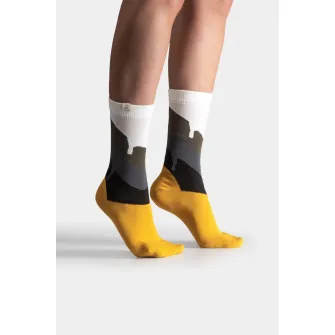 KAFT, Sosete lungi unisex cu logo discret, Alb, Galben, Gri, S
