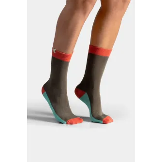 KAFT, Sosete lungi unisex cu model colorblock, Corai, Albastru aquamarin, Verde militar, S