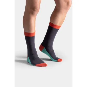 KAFT, Sosete unisex lungi cu model colorblock, Corai, Albastru aquamarin, Albastru marin, S