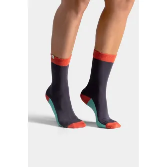 KAFT, Sosete unisex lungi cu model colorblock, Corai, Albastru aquamarin, Albastru marin, S