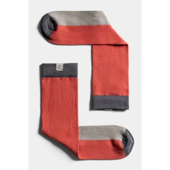 KAFT, Sosete unisex lungi cu model colorblock, Corai, Gri carbune, S