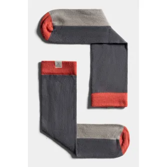 KAFT, Sosete unisex lungi cu model colorblock, Corai, Gri carbune, S
