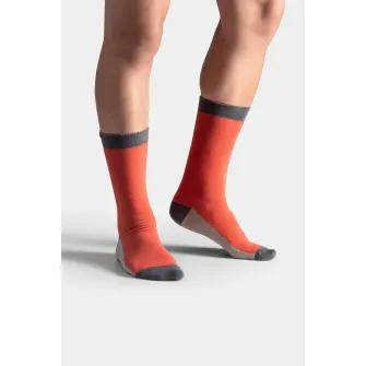 KAFT, Sosete unisex lungi cu model colorblock, Corai, Gri carbune, S