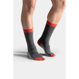 KAFT, Sosete unisex lungi cu model colorblock, Corai, Gri carbune, S