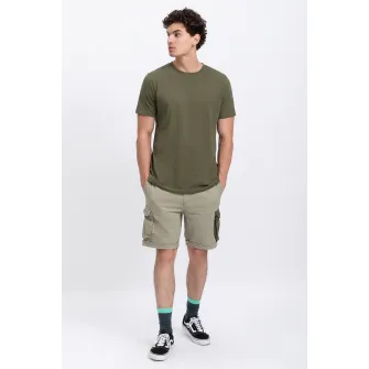 KAFT, Tricou unisex cu decolteu la baza gatului, Verde militar, 2XL