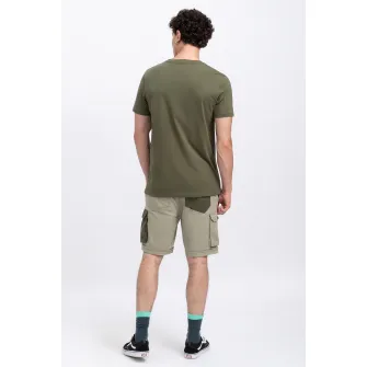 KAFT, Tricou unisex cu decolteu la baza gatului, Verde militar, 2XL