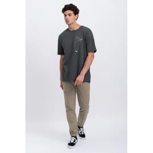 KAFT, Tricou unisex cu imprimeu abstract Plabo, Gri carbune, L