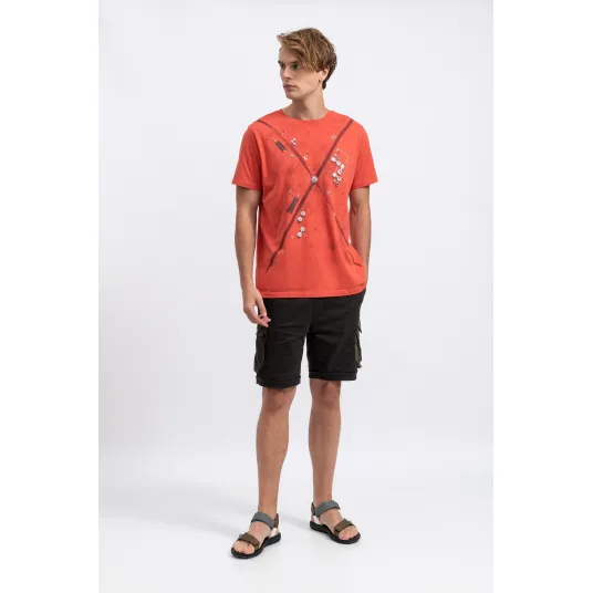 KAFT, Tricou unisex cu imprimeu, Corai, 2XL
