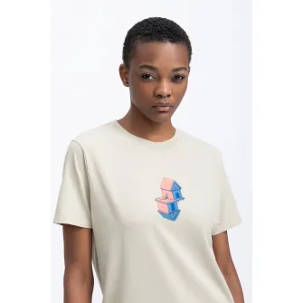 KAFT, Tricou unisex cu imprimeu discret The Dream, Alb fildes, S