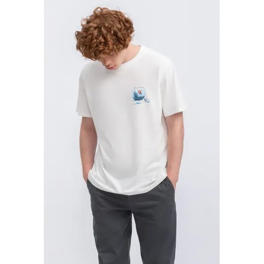 KAFT, Tricou unisex cu imprimeu grafic, Alb murdar, M