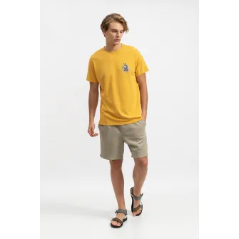 KAFT, Tricou unisex de bumbac cu imprimeu grafic, Galben sofran, M