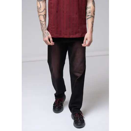 Karl Kani, Blugi drepti cu aspect decolorat, Negru, 30