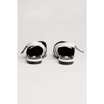 Karl Lagerfeld, Balerini slingback din piele, Negru, Alb, 36