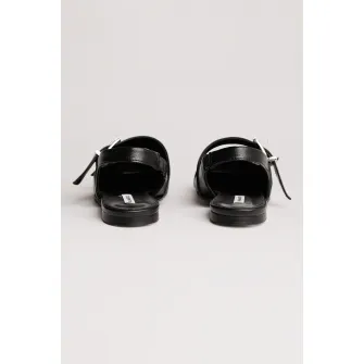 Karl Lagerfeld, Balerini slingback din piele, Negru, Argintiu, 36