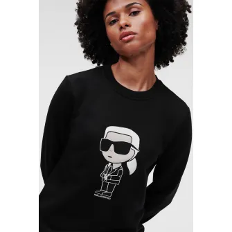 Karl Lagerfeld, Bluza sport din amestec de bumbac organic cu logo, Negru, XS