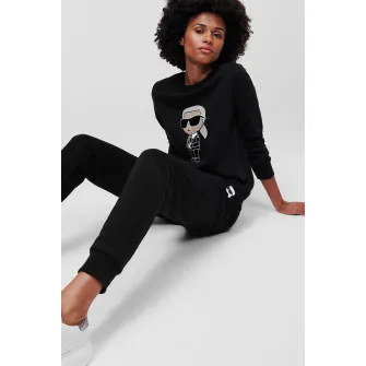 Karl Lagerfeld, Bluza sport din amestec de bumbac organic cu logo, Negru, XS
