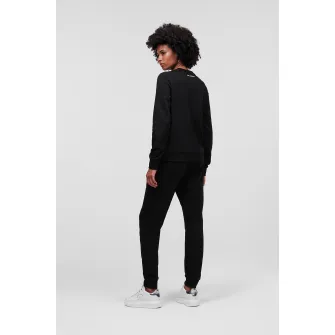 Karl Lagerfeld, Bluza sport din amestec de bumbac organic cu logo, Negru, XS