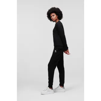 Karl Lagerfeld, Bluza sport din amestec de bumbac organic cu logo, Negru, XS