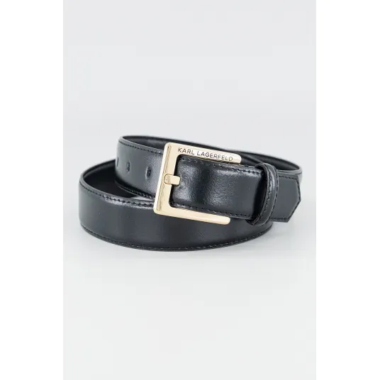 Karl Lagerfeld, Curea de piele cu logo, Negru, Negru stins, 75