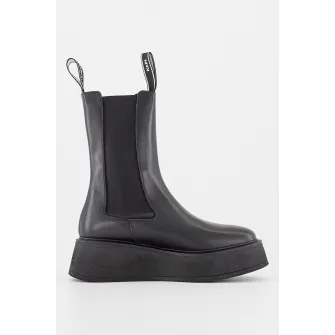 Karl Lagerfeld, Ghete Chelsea de piele cu logo contrastant, Negru, 36