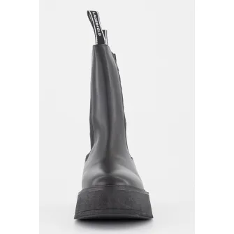 Karl Lagerfeld, Ghete Chelsea de piele cu logo contrastant, Negru, 36