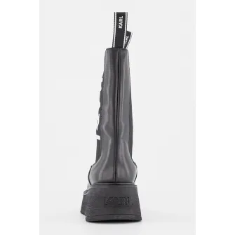 Karl Lagerfeld, Ghete Chelsea de piele cu logo contrastant, Negru, 36