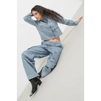KARL LAGERFELD JEANS, Camasa crop cu buzunare pe piept, Albastru deschis, XS