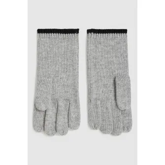 KARL LAGERFELD JEANS, Manusi din tricot cu broderie, Gri deschis melange, 20 CM