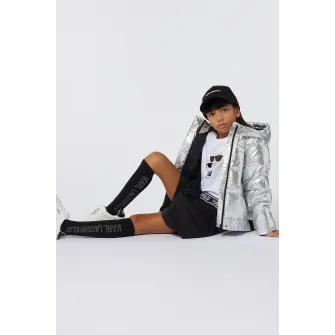 KARL LAGERFELD KIDS, Bluza cu logo, Alb, Negru stins, 162 CM