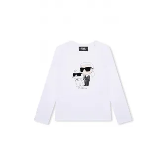 KARL LAGERFELD KIDS, Bluza cu logo, Alb, Negru stins, 162 CM