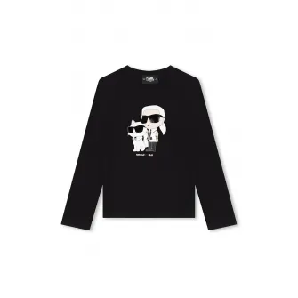 KARL LAGERFELD KIDS, Bluza cu logo, Negru, Alb, 162 CM