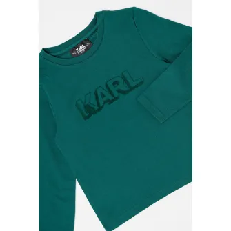 KARL LAGERFELD KIDS, Bluza de trening cu imprimeu logo, Verde, 108 CM