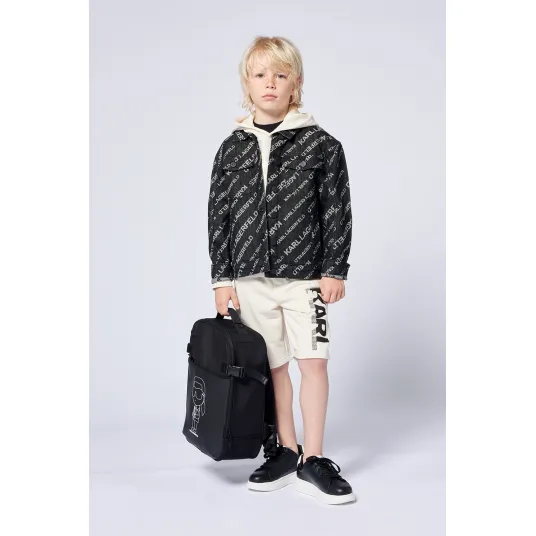 KARL LAGERFELD KIDS, Jacheta din denim cu model logo, Gri, Negru stins, 162 CM