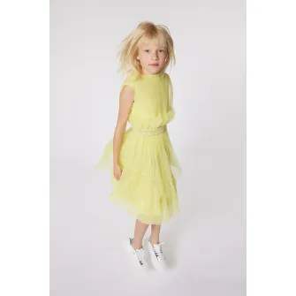 KARL LAGERFELD KIDS, Rochie evazata cu aplicatii cu tul, Galben, 162 CM