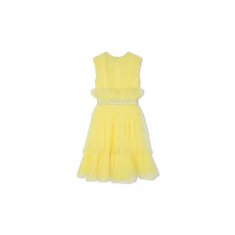 KARL LAGERFELD KIDS, Rochie evazata cu aplicatii cu tul, Galben, 162 CM