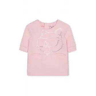 KARL LAGERFELD KIDS, Rochie-tricou cu imprimeu logo, Roz pastel, 60 CM