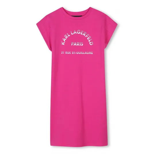 KARL LAGERFELD KIDS, Rochie-tricou din amestec de modal cu imprimeu, Fucsia, 126 CM