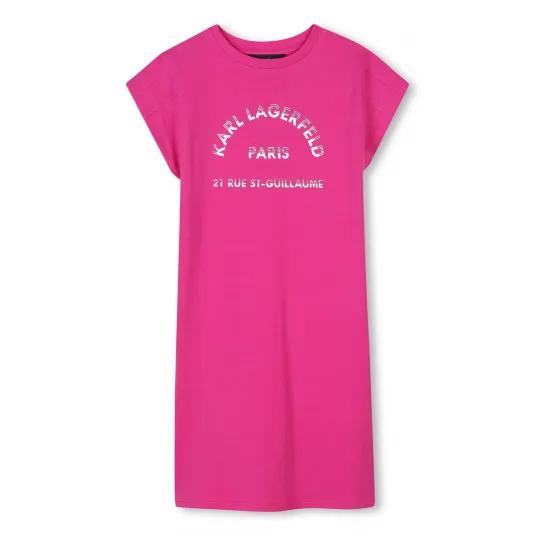 KARL LAGERFELD KIDS, Rochie-tricou din amestec de modal cu imprimeu, Fucsia, 156 CM
