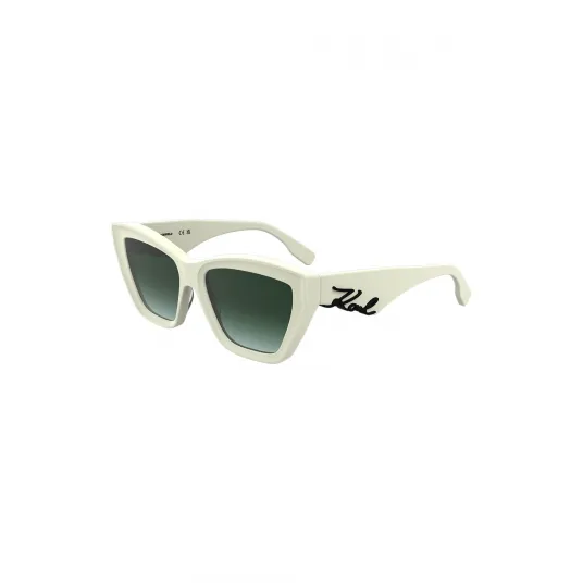 Karl Lagerfeld, Ochelari de soare cat-eye cu logo, Alb murdar