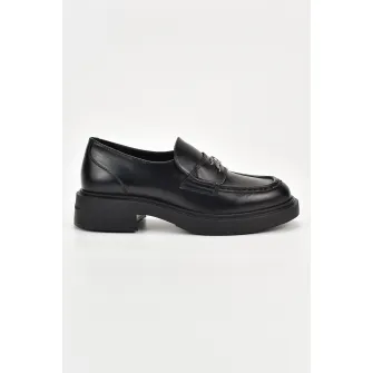 Karl Lagerfeld, Pantofi loafer din piele cu detalii logo, Negru, 37