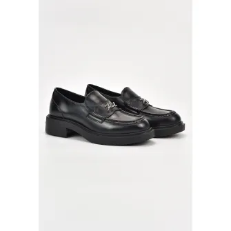 Karl Lagerfeld, Pantofi loafer din piele cu detalii logo, Negru, 37