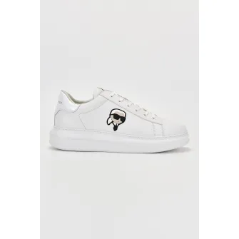 Karl Lagerfeld, Pantofi sport de piele cu aplicatie logo, Alb, 43