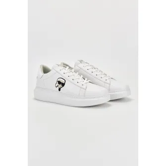 Karl Lagerfeld, Pantofi sport de piele cu aplicatie logo, Alb, 43